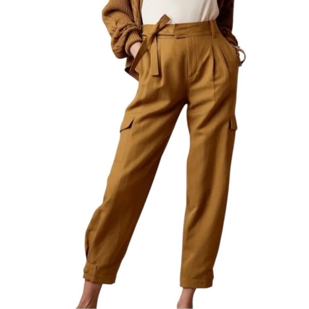 Banana Republic Women's Tencel Linen Cargo Trouser Pants minimalist Size 2 boho